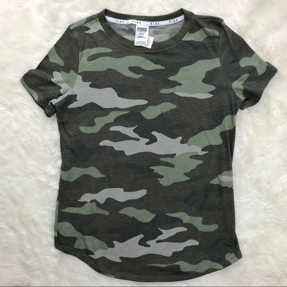 Victoria’s Secret VS PINK Camo Green Crew Neck NWT - Picture 2 of 5